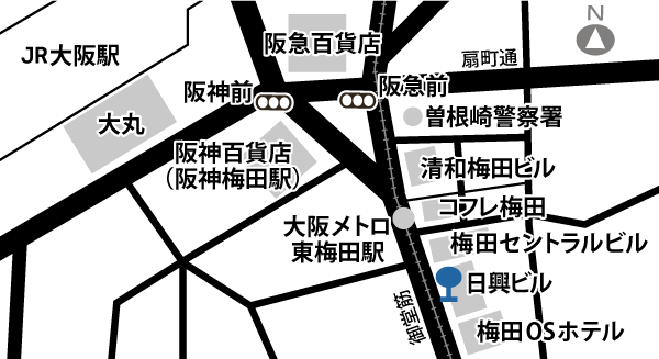 地図：大阪駅前（地下鉄東梅田駅）