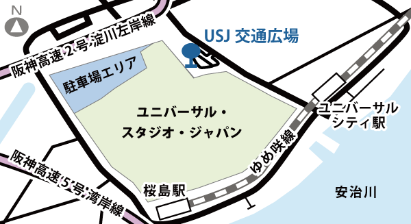 地図：ユニバーサル･スタジオ･ジャパン