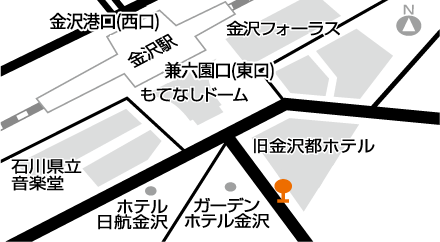 地図：金沢駅前（金沢都ホテル前）