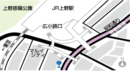 地図：上野駅前（上野駅 広小路口）
